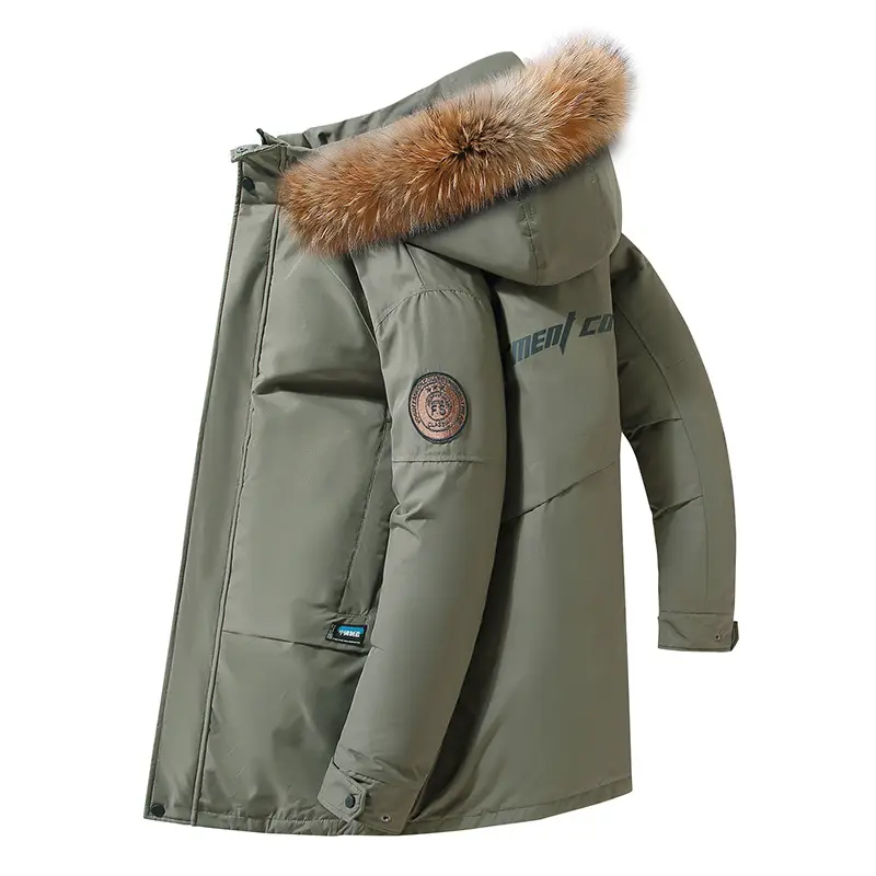 Men's Down Jacket Thickened Mid-length White Duck