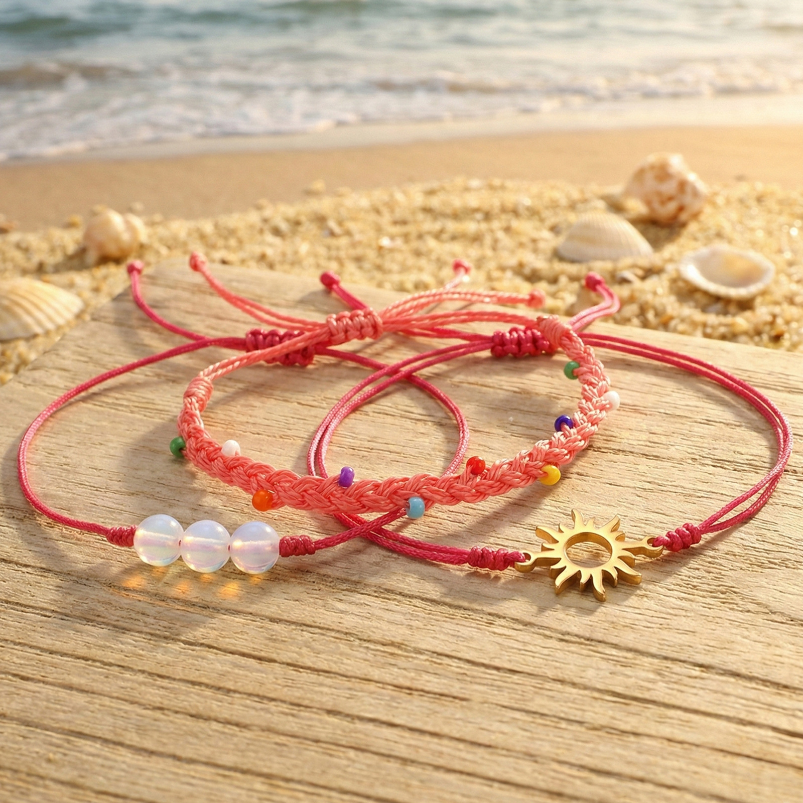 Summer Beach Vacation Style Handmade Waxed Cord Bracelet