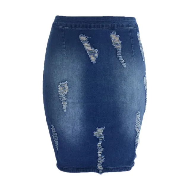 Denim Skirt Hole Women's Pants Dark Blue - Shop at LoveMi