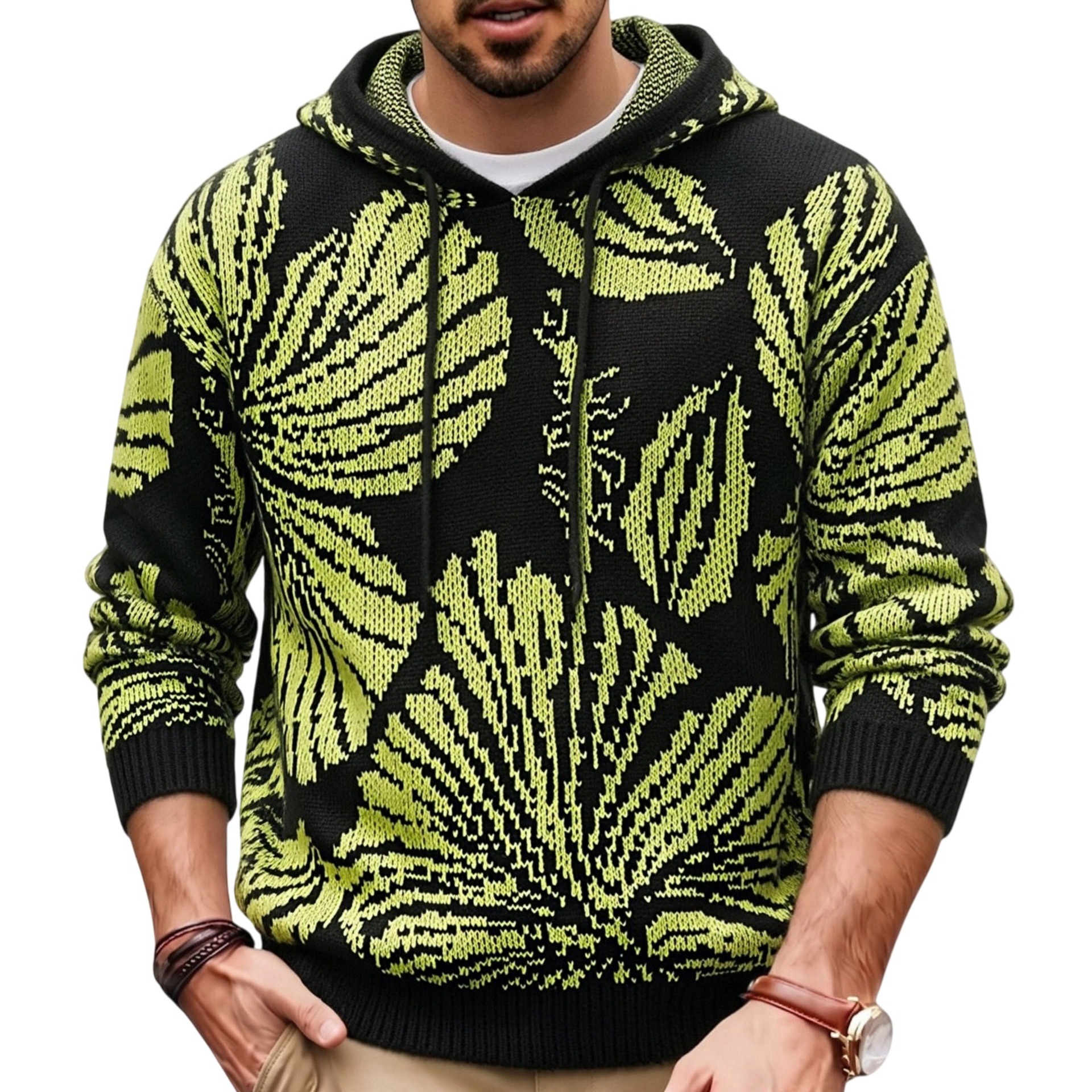 Jacquard Hooded Pullover Sweater, picture 5 of 5