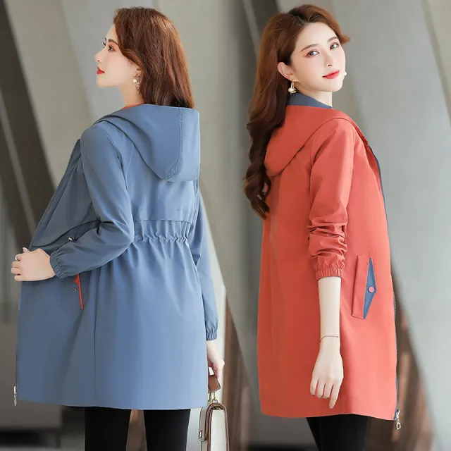 Fashion Plus Size Trench Coat Mid length Loose Casual Reversible Coat Blue - Shop at LoveMi