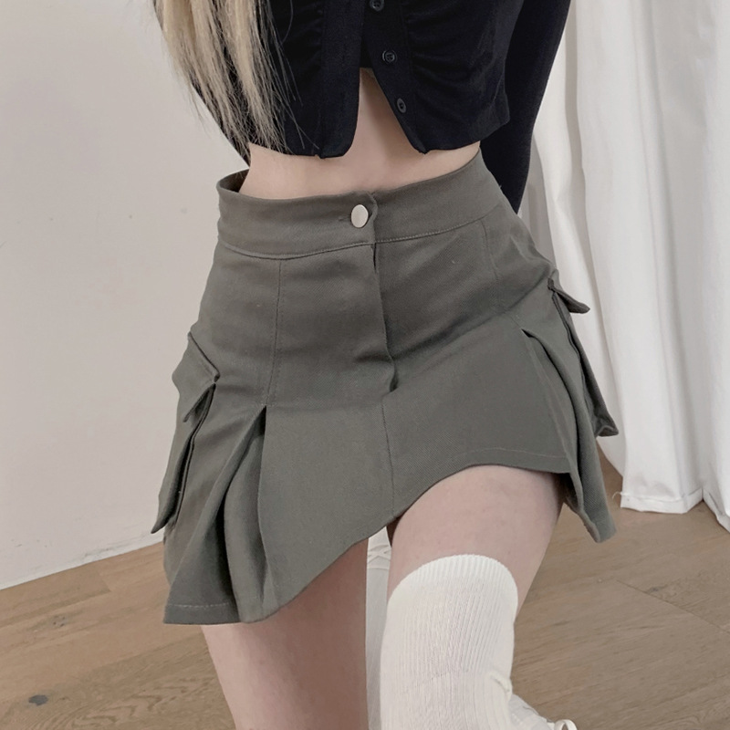 Title 4, Punk Fashion Low Rise Pleated Workwear Skirt fo...