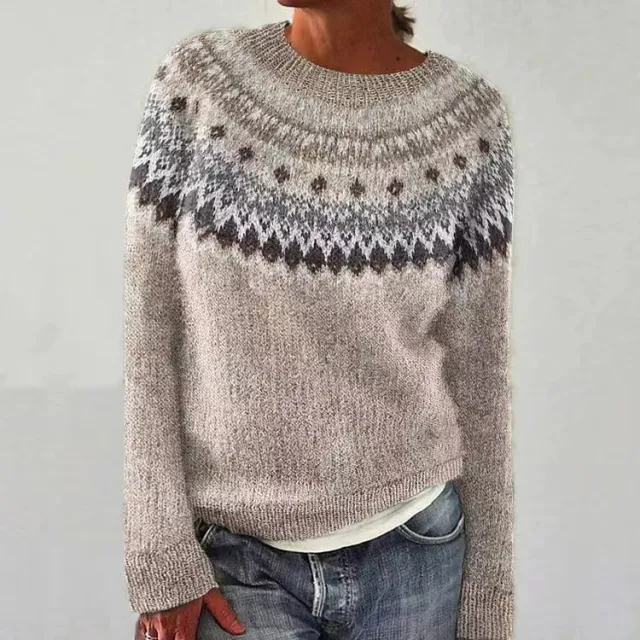 Women's Round Neck Multicolor Loose Fashion Pullover Sweater 3653 Style - Shop at LoveMi