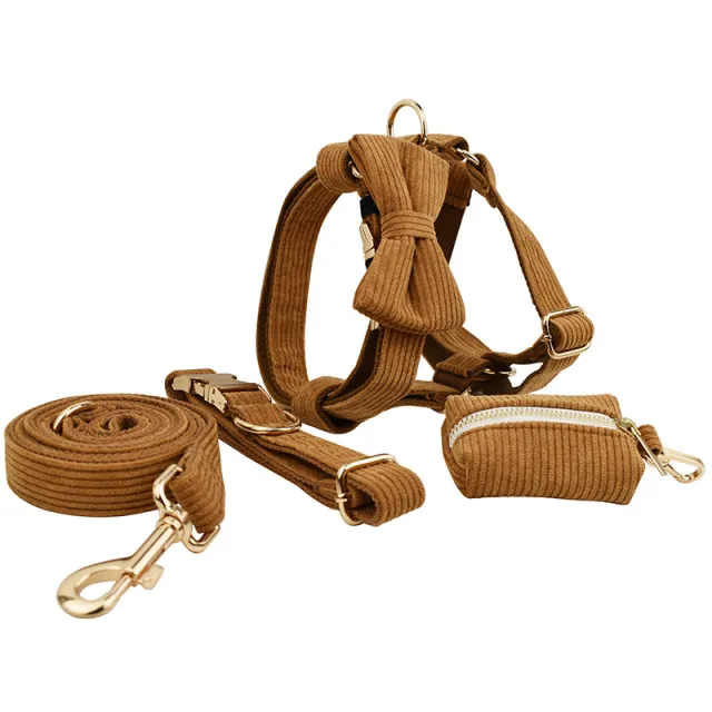 Caramel Corduroy Corduroy Pet Collar Five Piece Set - Shop at LoveMi