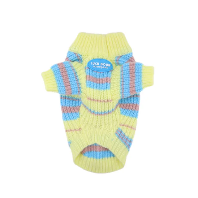 Dog Clothes Pet Clothes Autumn And Winter Jarre Aero Bull Schnauzer Bichon Maltese Xi Shi Small Sweater Blue And Yellow Stripes - Shop at LoveMi