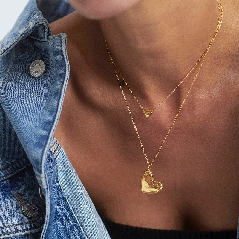 Heart-shaped Necklace Female Lava Heart Shape Clavicle