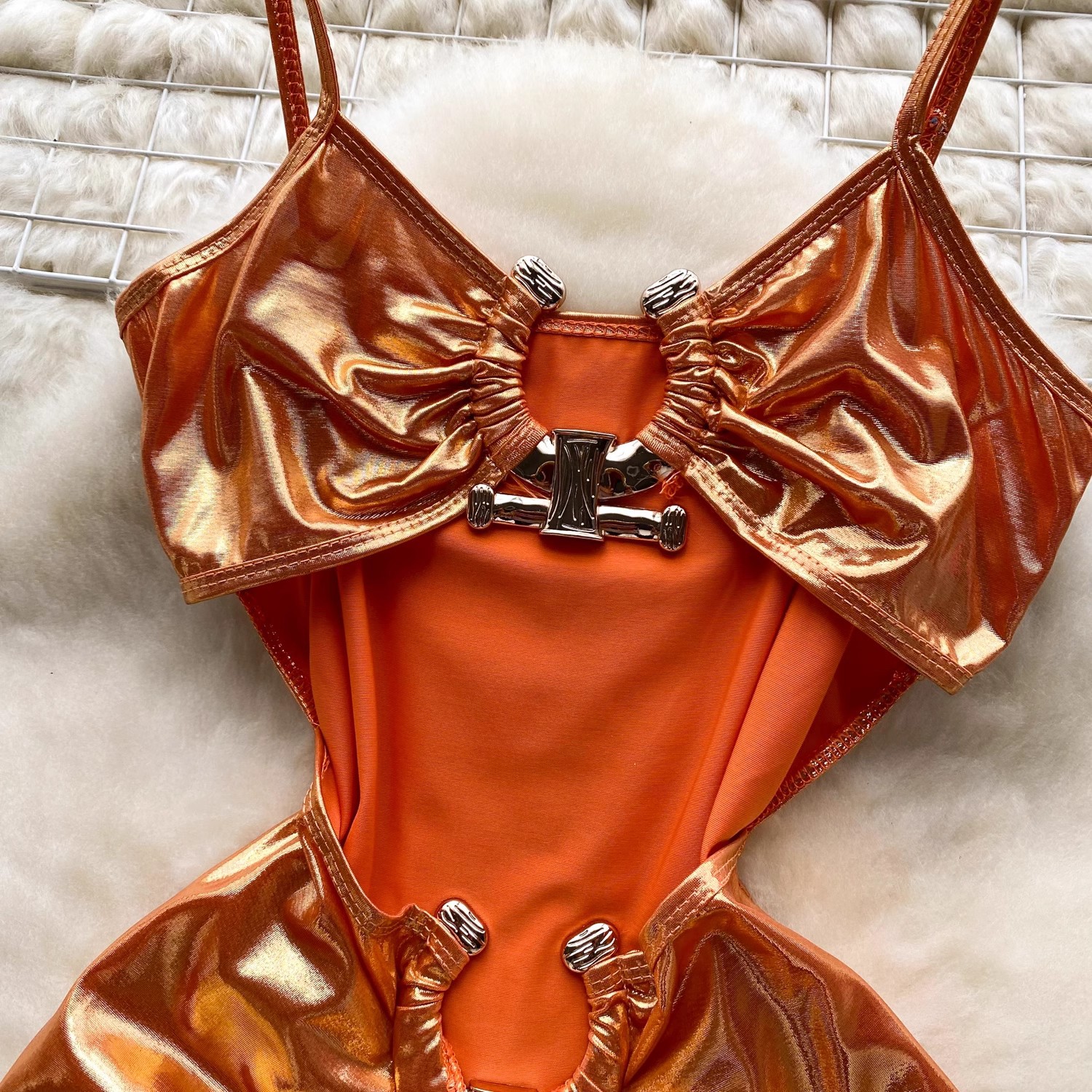 Sexy Cutout Metal Buckle Sling Dress