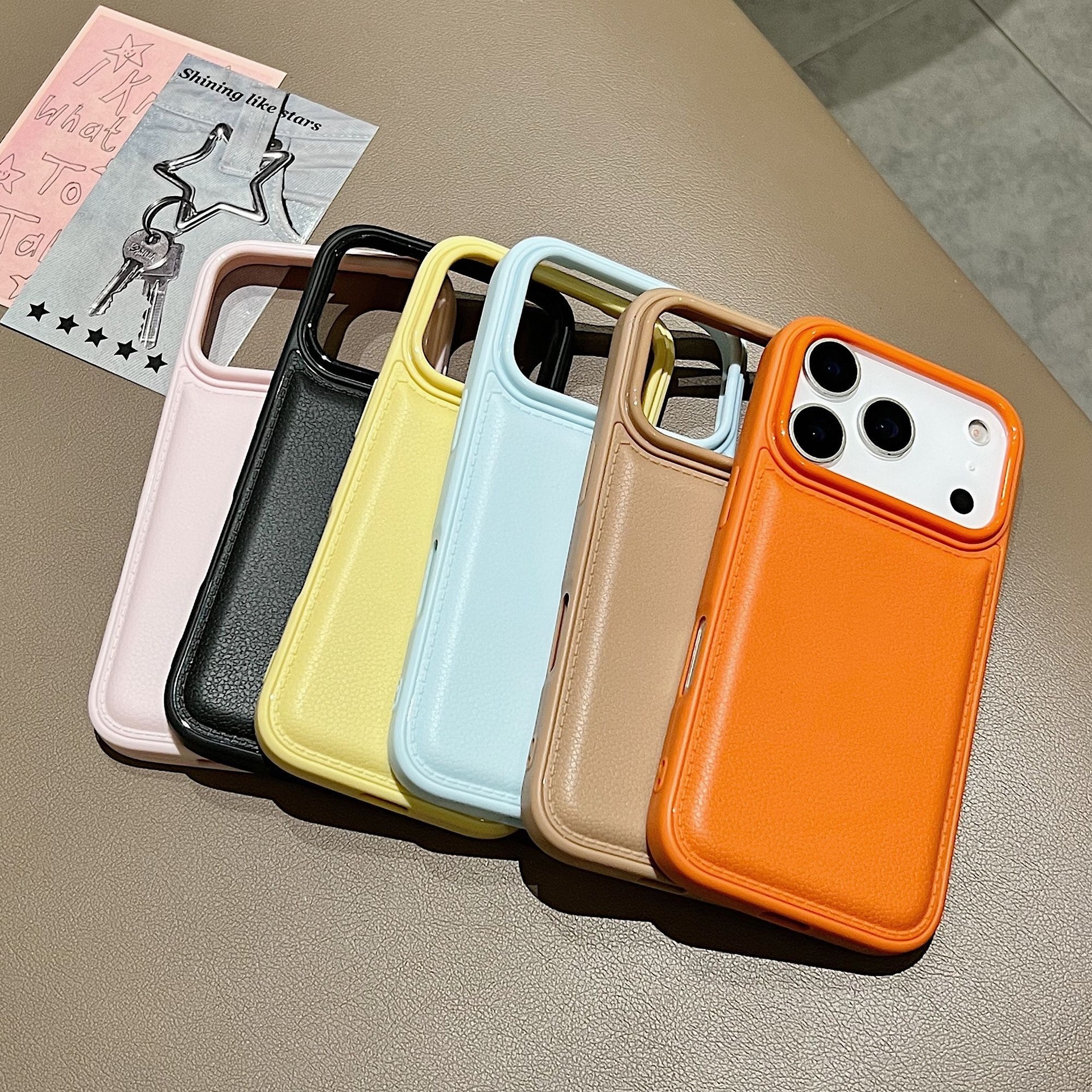 Phone Case With Leather Texture And Airbag Design