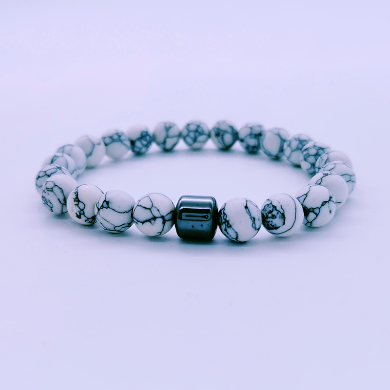 White Turquoise Map Stone 8mm Couple Bracelet