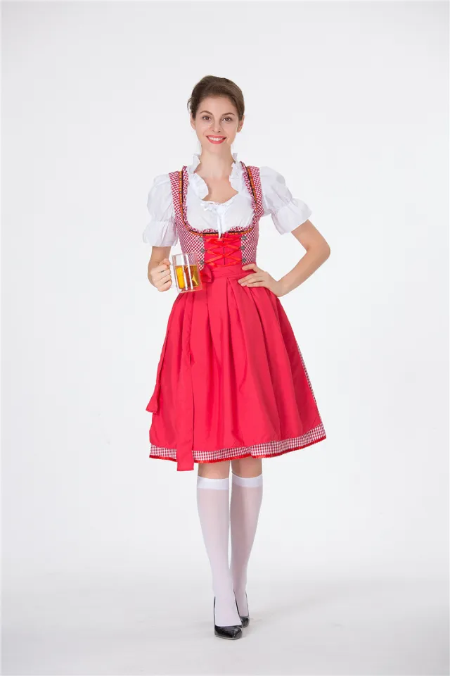 European And American German Beer Festival Clothing Bar Waiter Maid Suit Red - Shop at LoveMi
