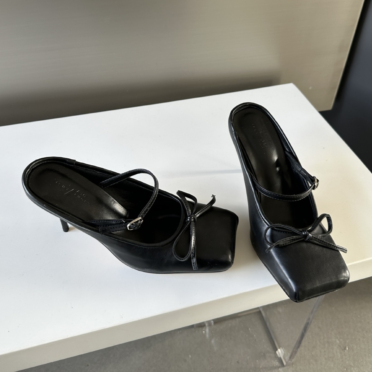 Open-Back Stiletto-Heel Mule Sandals With Closed Toe