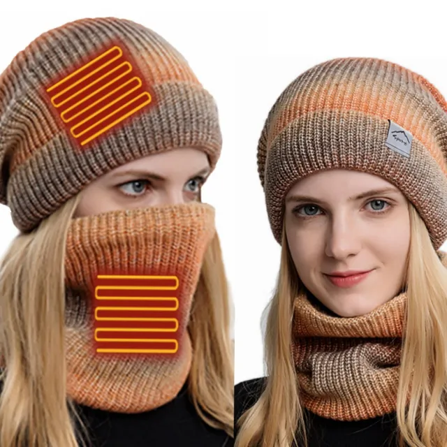 USB Electric Heating Keep Warm And Emit Heat Hat Outdoor Heating Scarf Orange - Shop at LoveMi