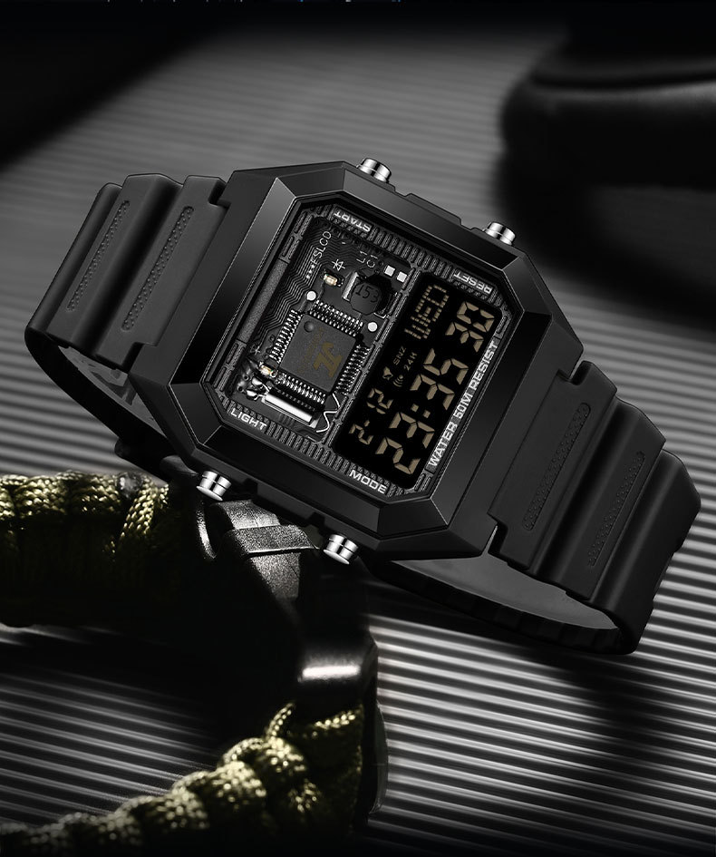 Sanda 6216 Square Waterproof Sports Digital watch for Men Students