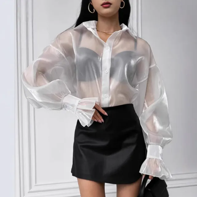 Women's Design Bandage Dress White With Lapel Long sleeved Top White - Shop at LoveMi