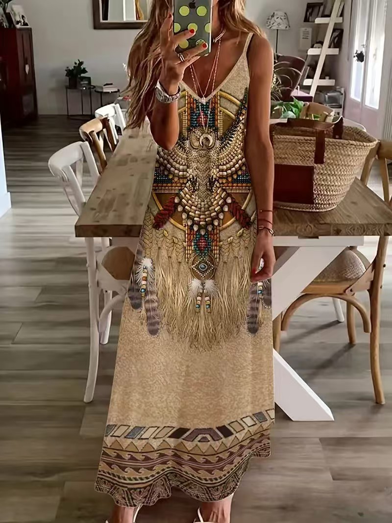 Animal Print Strappy Spot Dress Caramel Color Xxxl - Shop at LoveMi