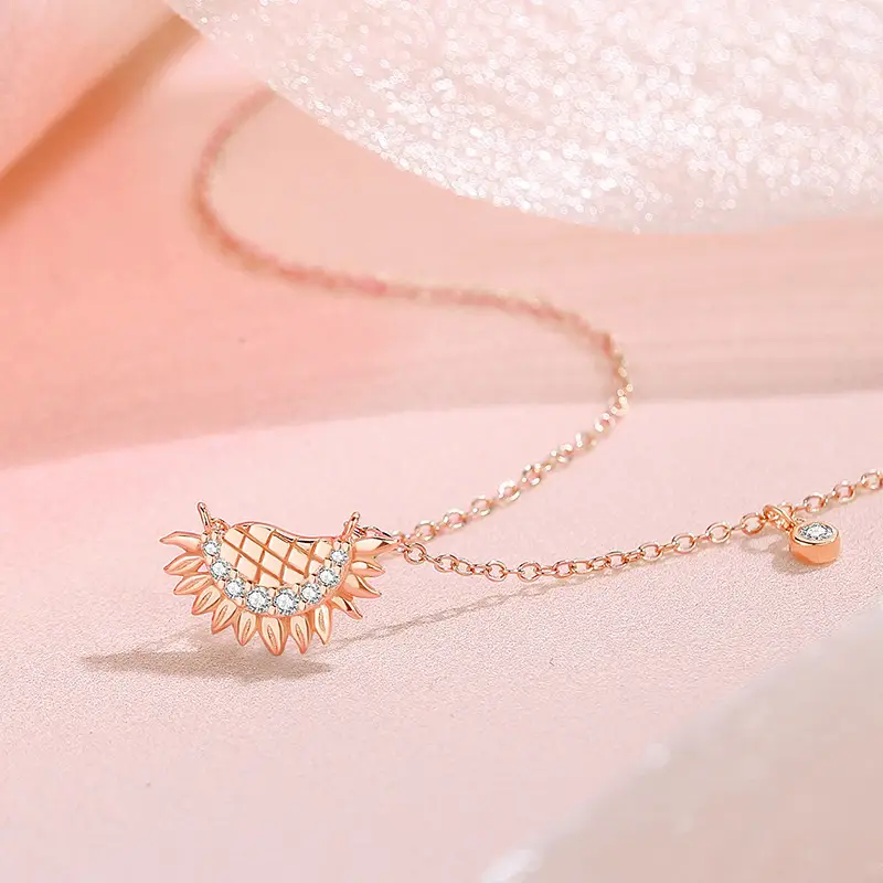 Sunflower Necklace Sterling Silver Mori Style Rose Gold