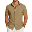 Mens Short-Sleeve Button-Down Shirt With Pocket view 8