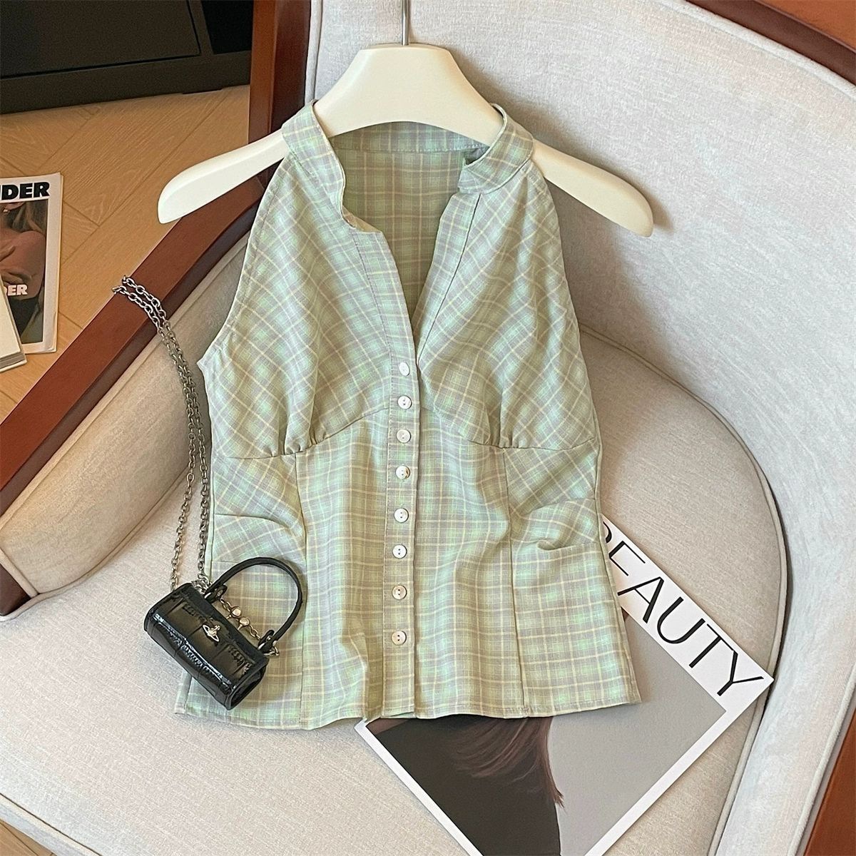 Sweet V neck Tube Top Beautiful Shirt Green - Shop at LoveMi