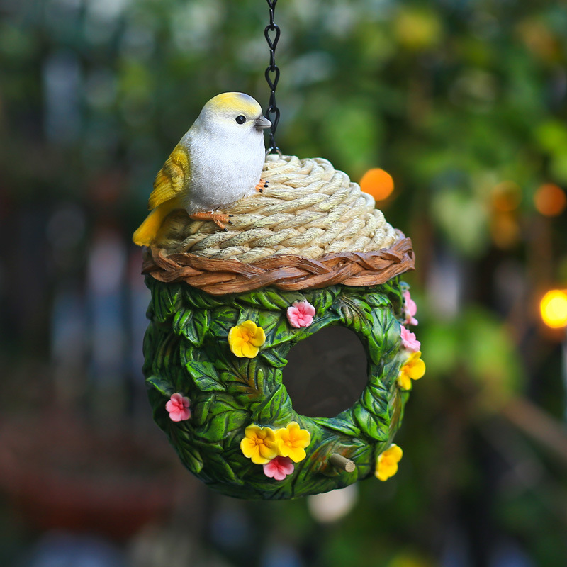 Resin Bird Nest Hanging Decoration Feeder Resin Crafts