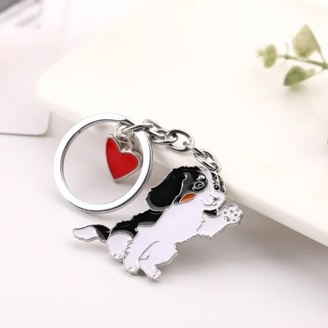 American Cute Fashion Pet Waving Dog Keychain Pendant Charles Tsai Red Heart - Shop at LoveMi