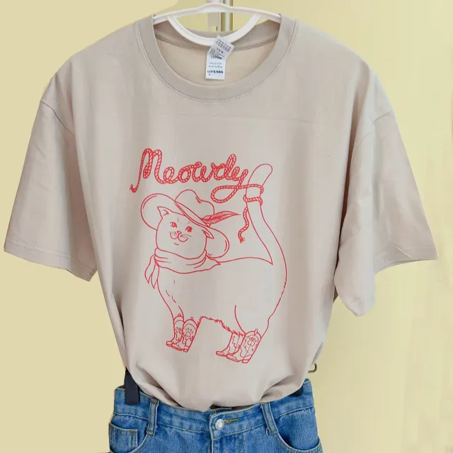 Cotton Short Sleeved T shirt Cute Gray - Shop at LoveMi