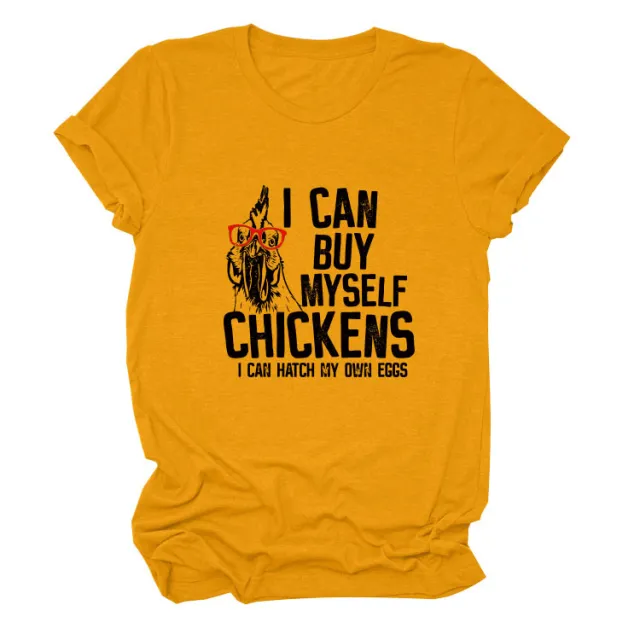 Printed Loose Short sleeved T shirt Mustard Yellow Black - Shop at LoveMi