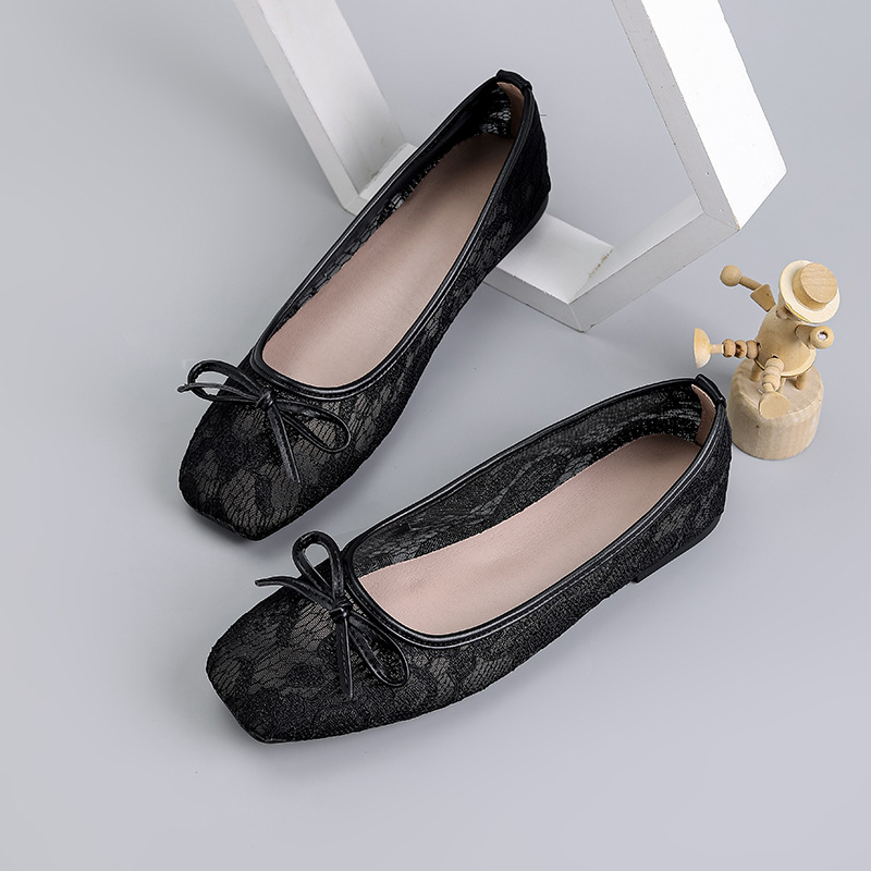 Mesh Square-Toe Ballet Flats