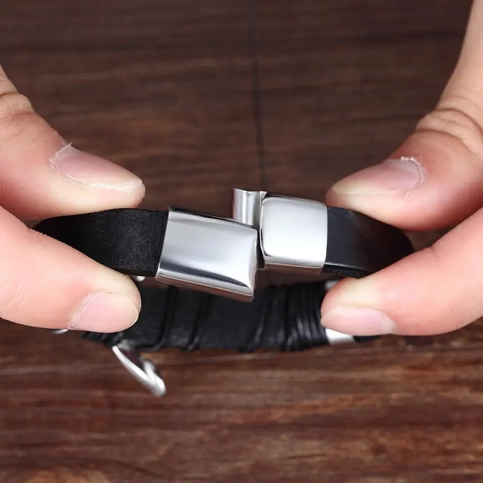 Fashion Double Layer Woven Leather String Chinese Faucet Bracelet