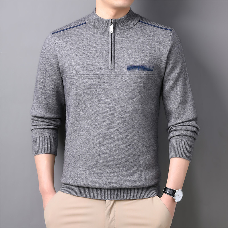 Men's Half-turtleneck Zipper Sweater For Middle-aged And Elderly People - Image 1