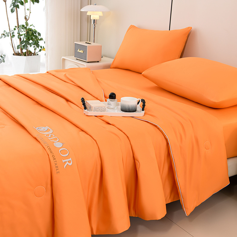 Washed Viscose Fitted Sheet Summer Quilt Four-piece Set