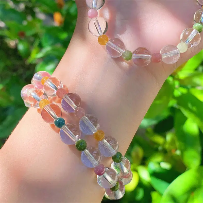 Natural White Crystal Bracelet Iced Round Beads Bracelet