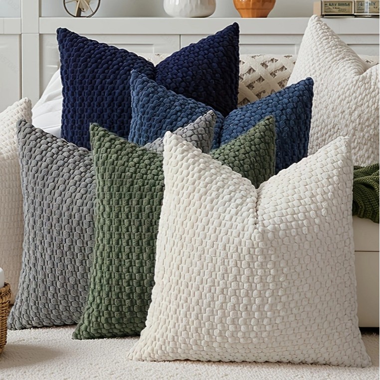 Modern Minimalist Style Corduroy Pillowcase With Three-dimensional Bubble Beads