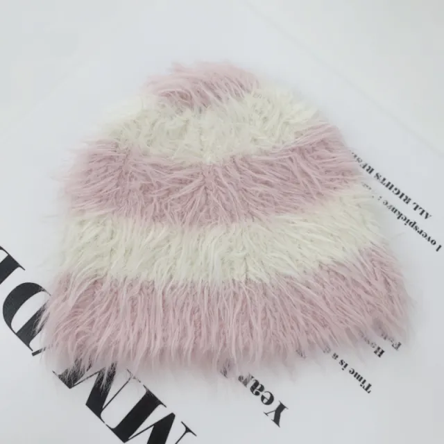 Women's Winter Warm Ear Protection Woolen Cap Pink White - Shop at LoveMi