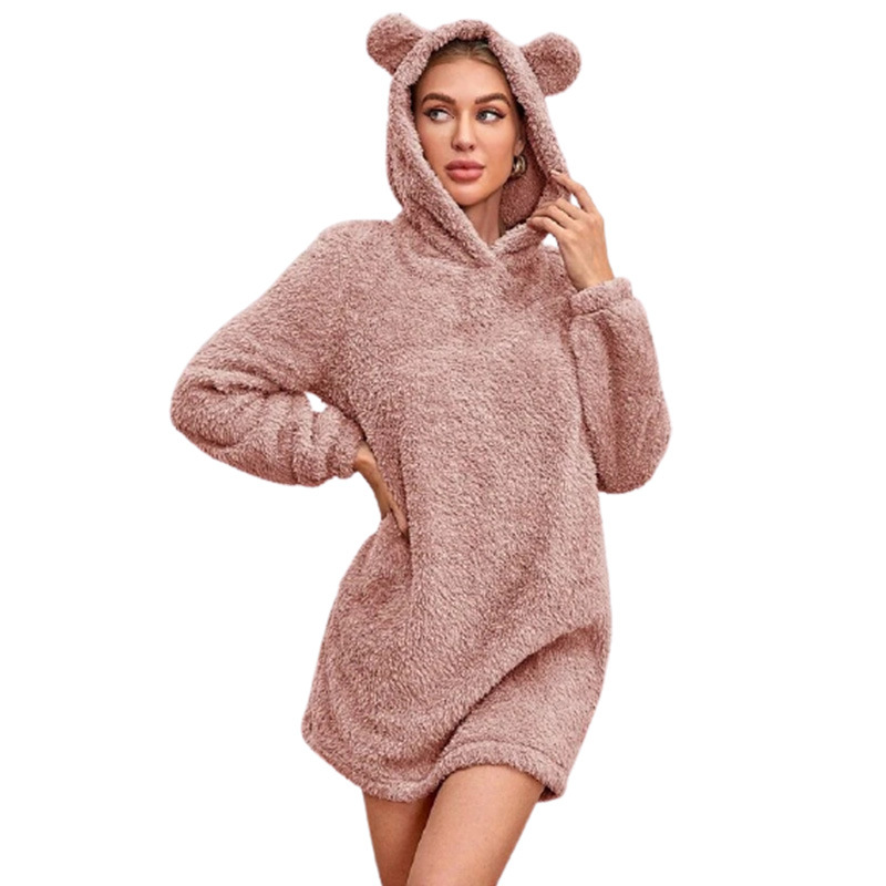 Women's Plush Long-sleeved Mid-length Skirt Coat - Image 3