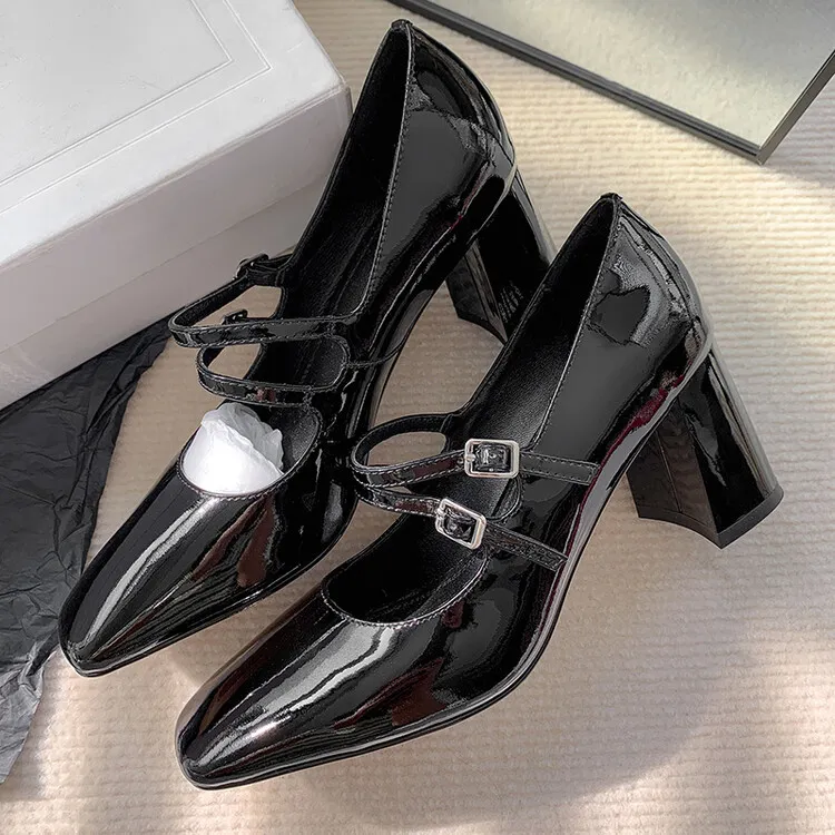 Sweet Girl Buckle Mary Jane Shoes - Black