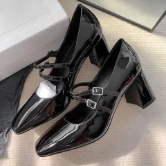 Sweet Girl Buckle Mary Jane Shoes - Black - View 1