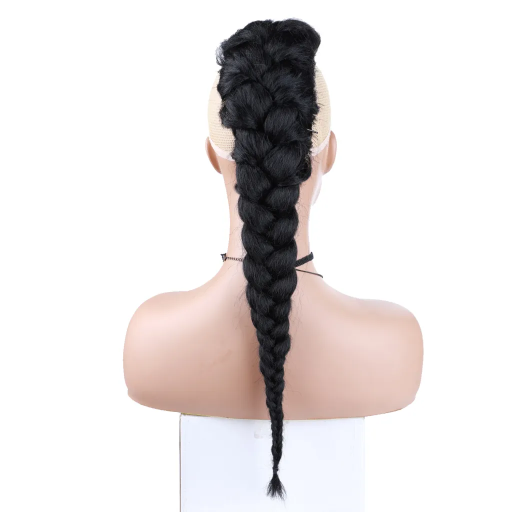 Female Wig Fiber Ponytail African Long Braid - 1B