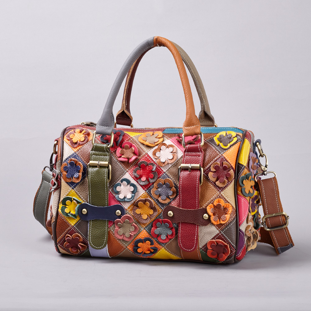 Womens Bag Vintage Multicolor Contrast Floral Design Handmade