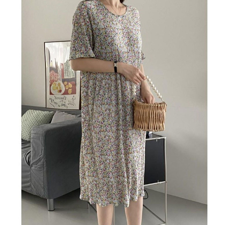 Comfortable Nightdress Women's Short Sleeve Floral Slimming Dress Light Green 9 - Shop at LoveMi
