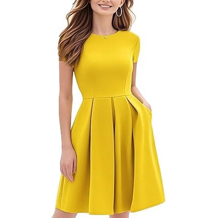 Vintage Half Sleeve Crew Neck Contrast Color Slip Dress