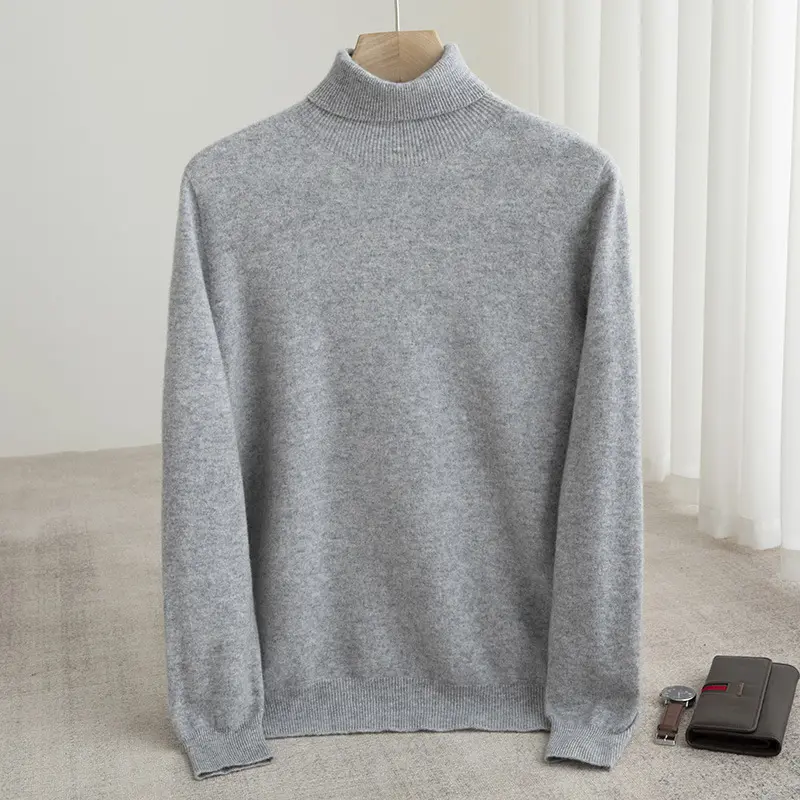 Turtleneck Loose-fit Thin Pullover Cashmere Sweater