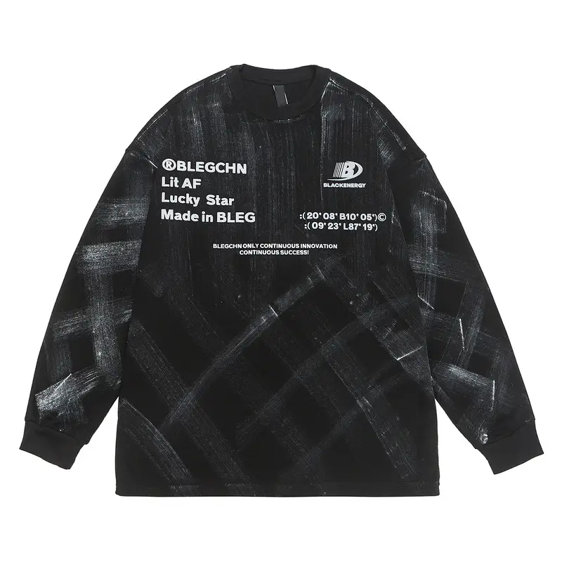 Retro Hand-painted Tie-dyed Long-sleeved T-shirt For Men