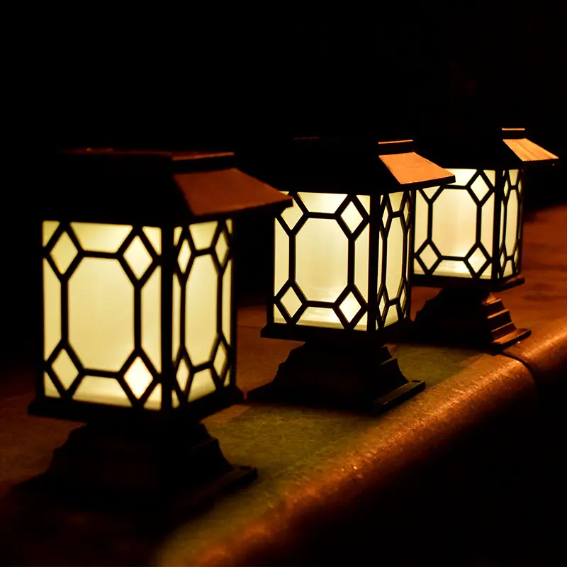 Solar powered lamp in the courtyard garden