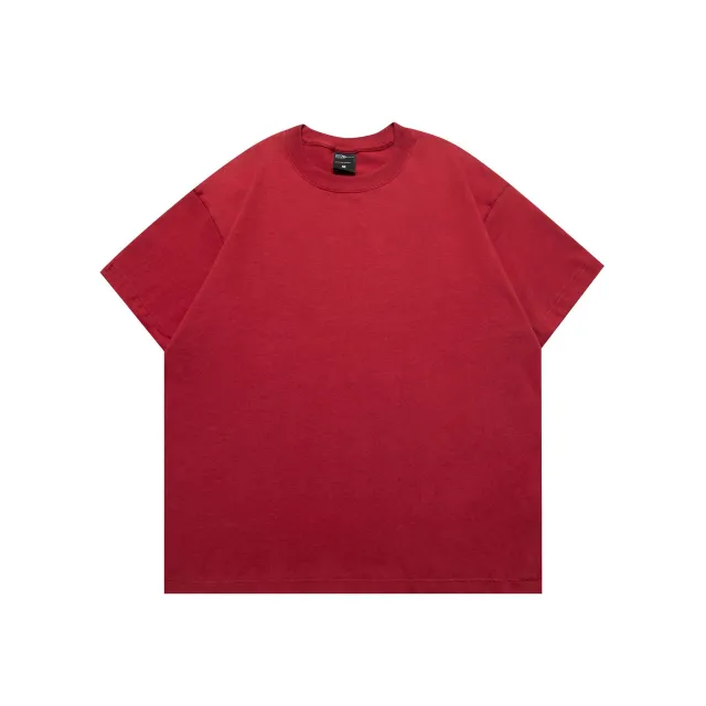 Solid Color BASIC Oversize Cotton T shirt Wine - Shop at LoveMi