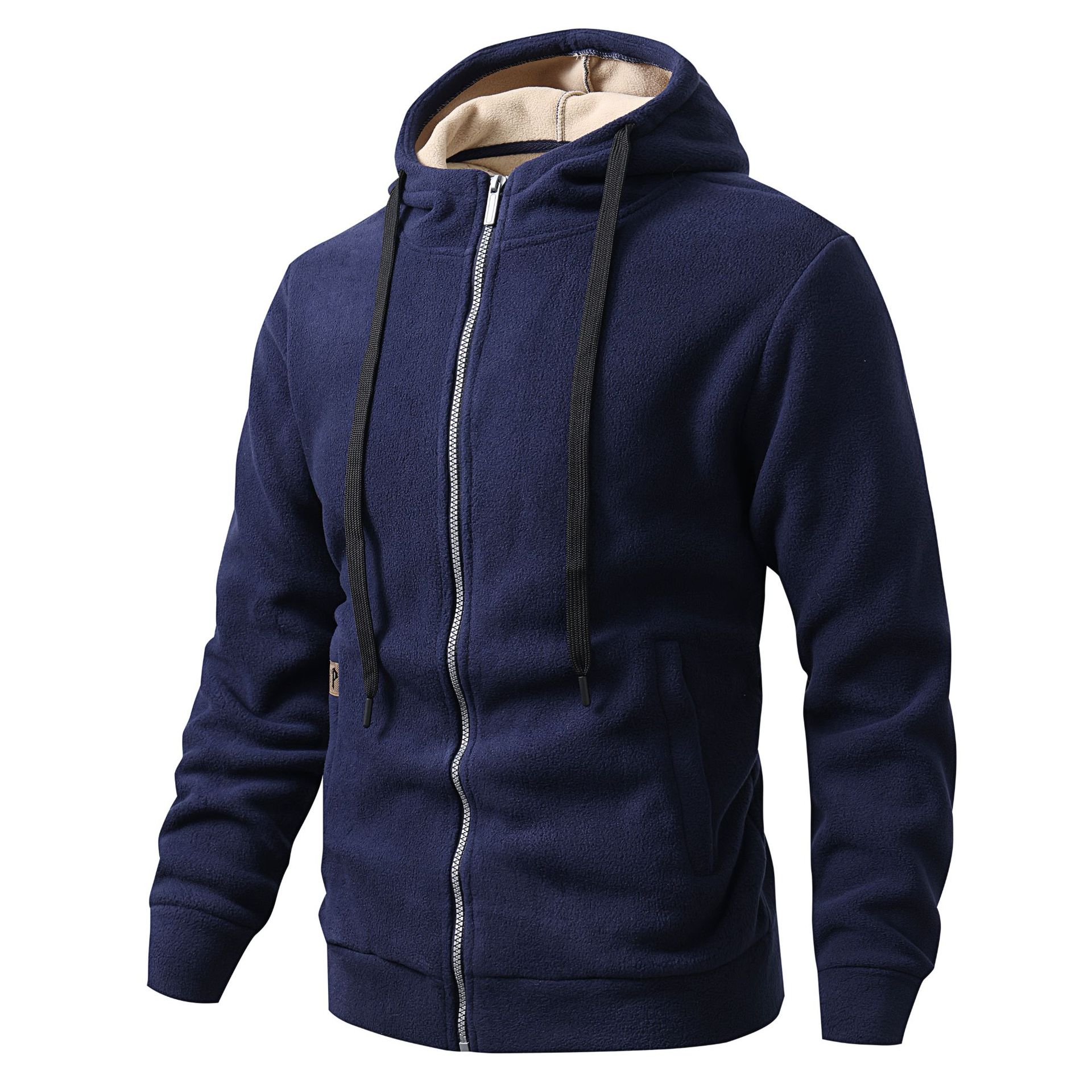 Mens Fleece-Lined Jacket With Hooded Sweatshirt From Europe And The US