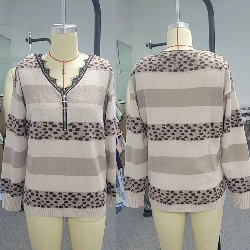 Title 3, Autumn And Winter Stitching Striped Sweater Top