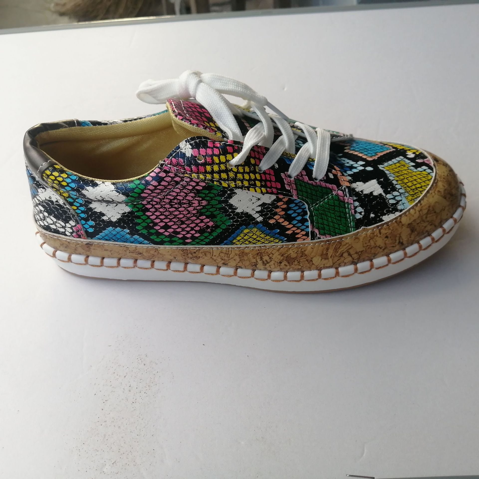 Plus-size Snake-print Chunky-soled Casual Shoes