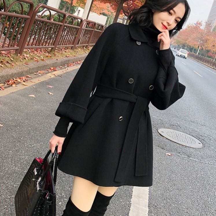New Autumnwinter Double-faced Cashmere Mid-length Coat For Women