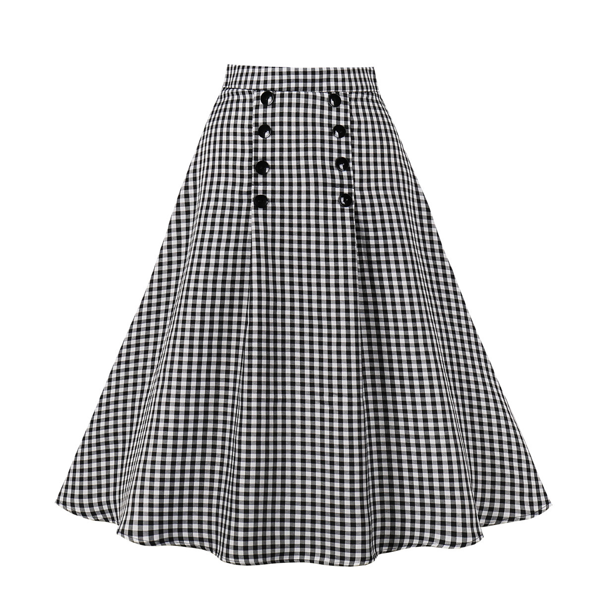 Women's High Waist Plaid A Line Skirt Black - Shop at LoveMi