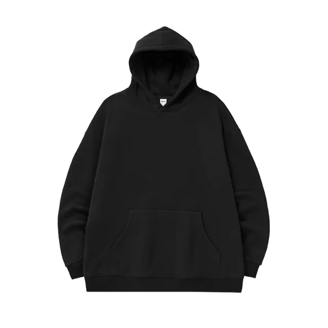 Single layer Fleece lined Hooded Sweater Loose Casual Top Black - Shop at LoveMi